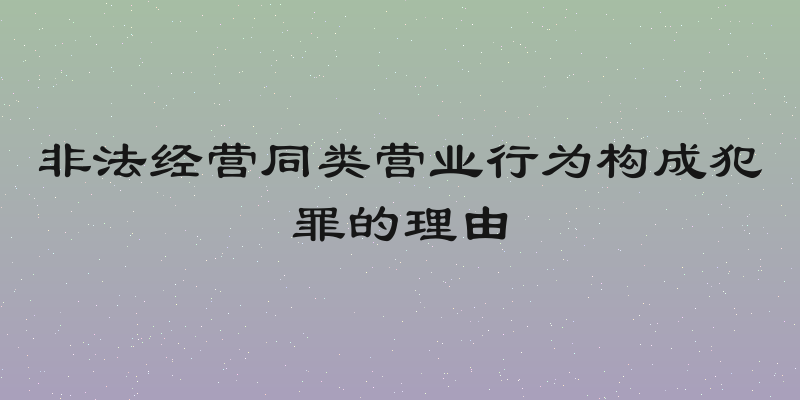 非法经营同类营业行为构成犯罪的理由