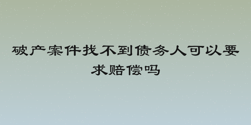 破产案件找不到债务人可以要求赔偿吗