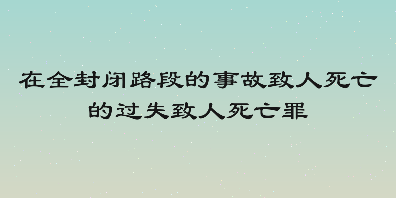 在全封闭路段的事故致人死亡的过失致人死亡罪