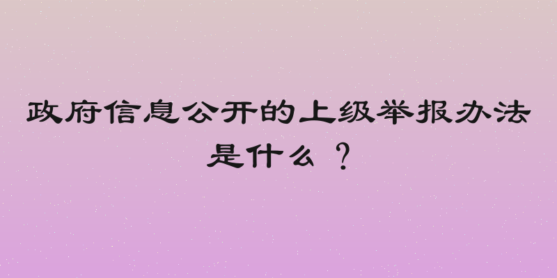 政府信息公开的上级举报办法是什么？