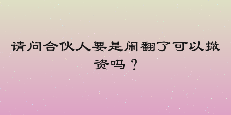 请问合伙人要是闹翻了可以撤资吗？