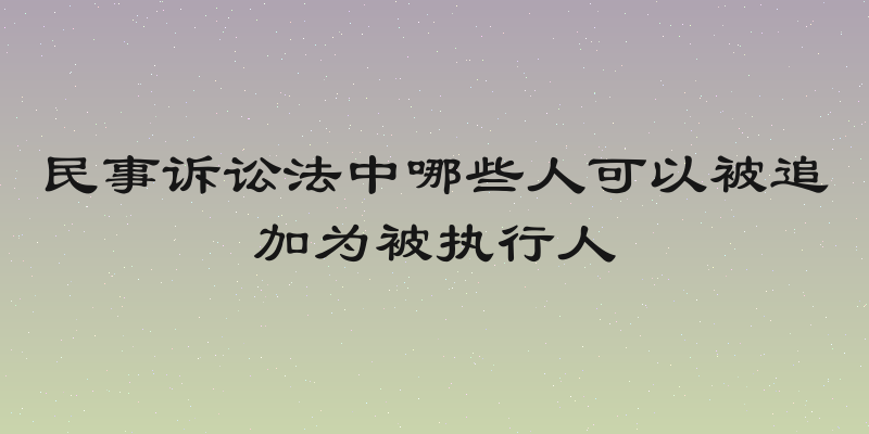 民事诉讼法中哪些人可以被追加为被执行人