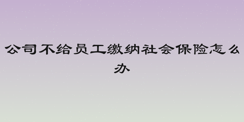 公司不给员工缴纳社会保险怎么办
