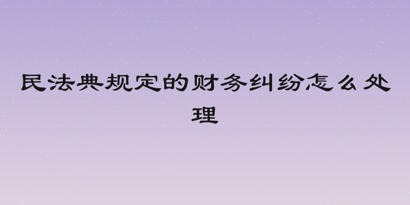 民法典规定的财务纠纷怎么处理