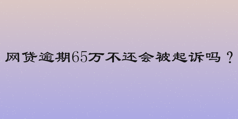 网贷逾期65万不还会被起诉吗？
