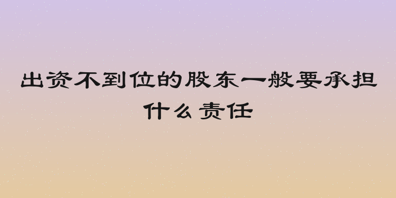 出资不到位的股东一般要承担什么责任