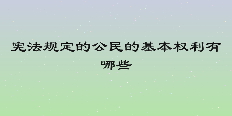 宪法规定的公民的基本权利有哪些