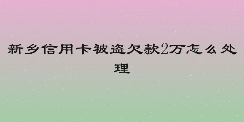 新乡信用卡被盗欠款2万怎么处理