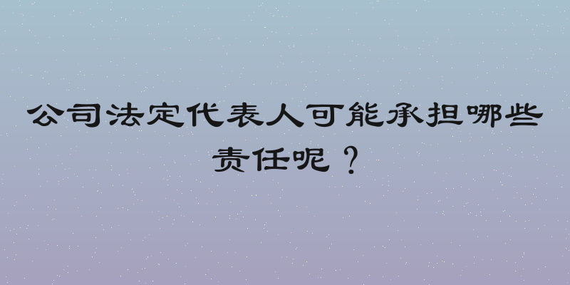 公司法定代表人可能承担哪些责任呢？
