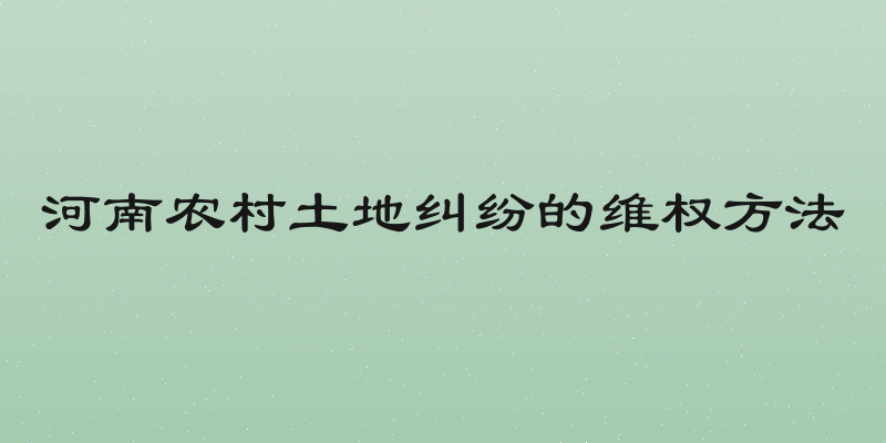 河南农村土地纠纷的维权方法