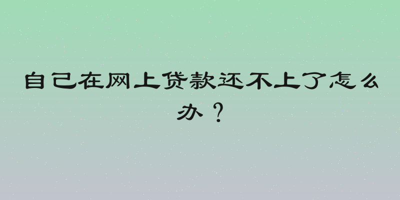 自己在网上贷款还不上了怎么办？