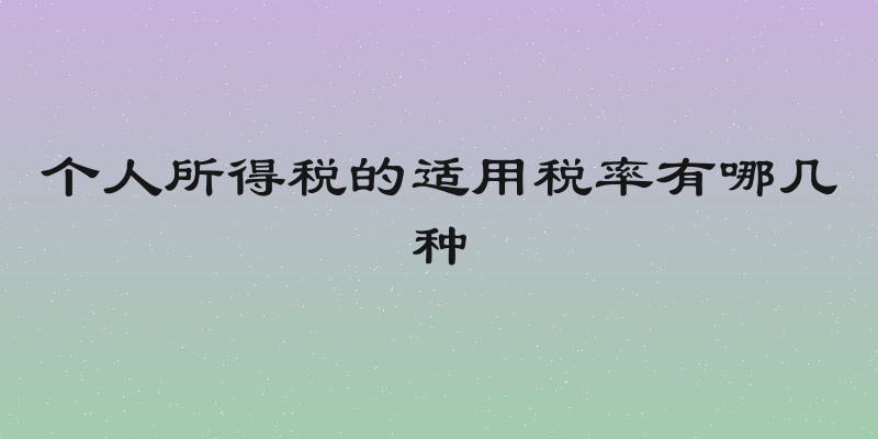 个人所得税的适用税率有哪几种