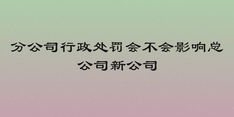分公司行政处罚会不会影响总公司新公司