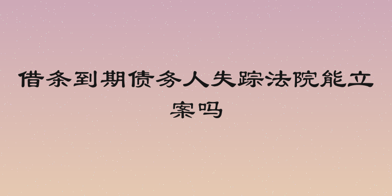 借条到期债务人失踪法院能立案吗