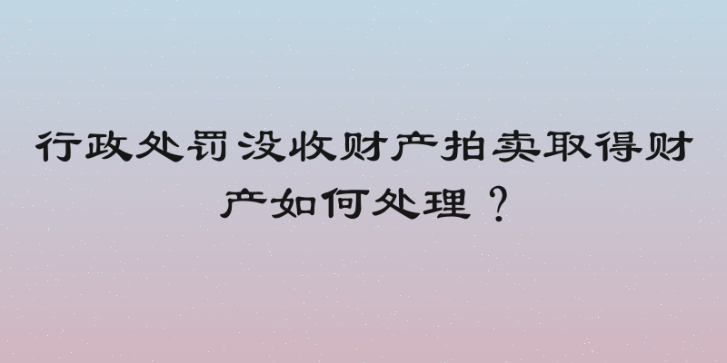 行政处罚没收财产拍卖取得财产如何处理？