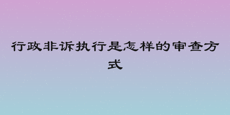 行政非诉执行是怎样的审查方式