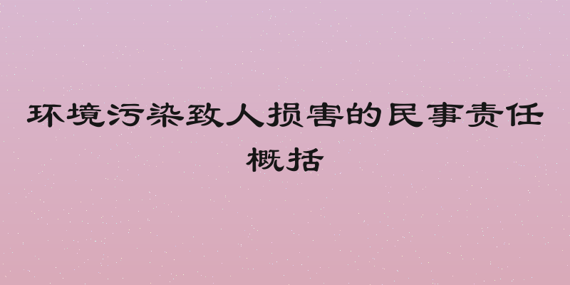 环境污染致人损害的民事责任概括
