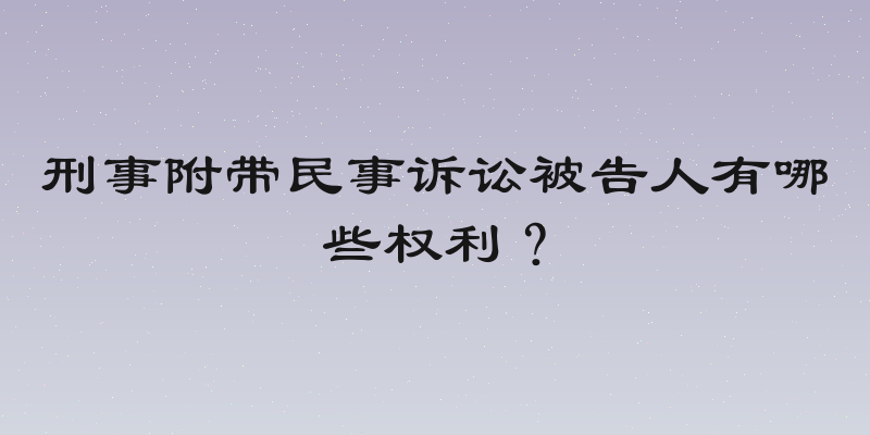 刑事附带民事诉讼被告人有哪些权利？