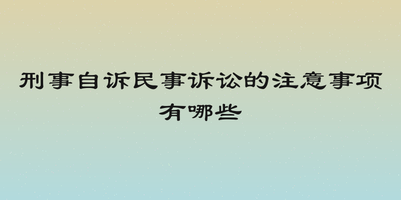 刑事自诉民事诉讼的注意事项有哪些