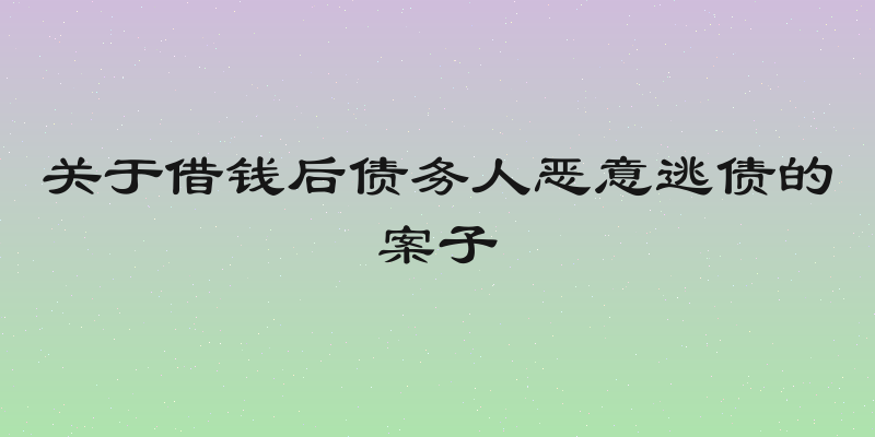 关于借钱后债务人恶意逃债的案子