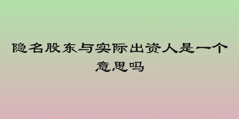隐名股东与实际出资人是一个意思吗