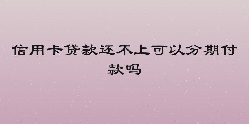 信用卡贷款还不上可以分期付款吗