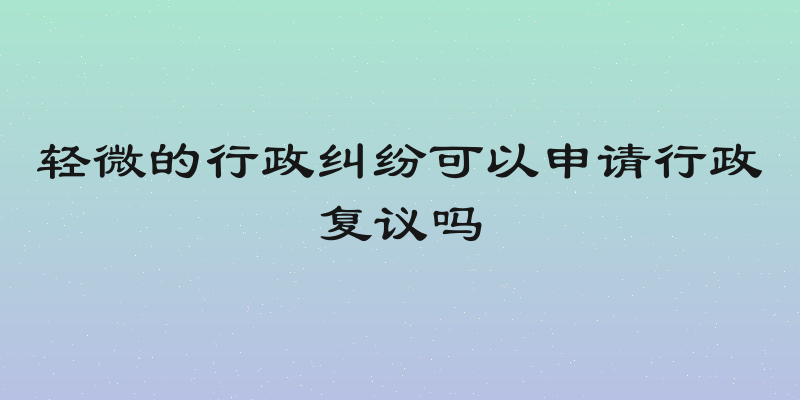 轻微的行政纠纷可以申请行政复议吗