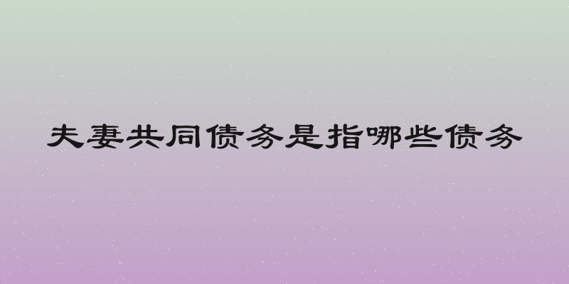 夫妻共同债务是指哪些债务