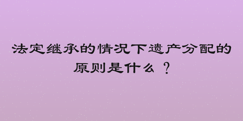 法定继承的情况下遗产分配的原则是什么？