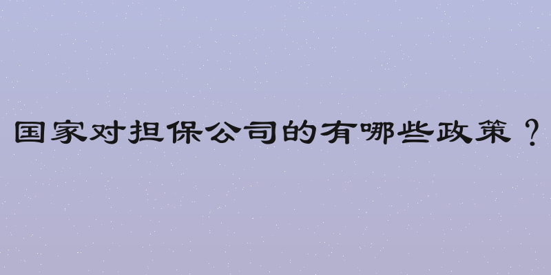 国家对担保公司的有哪些政策？