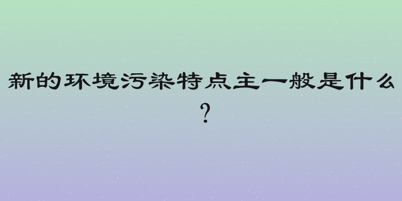 新的环境污染特点主一般是什么？