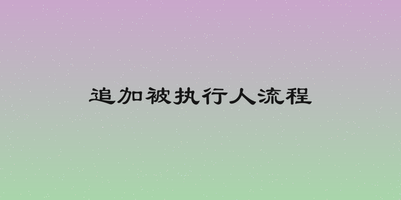 追加被执行人流程