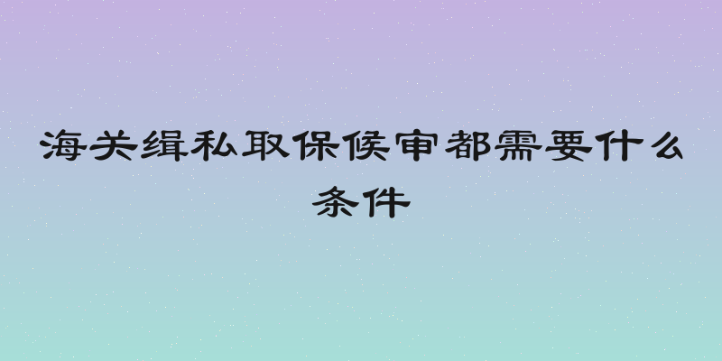 海关缉私取保候审都需要什么条件