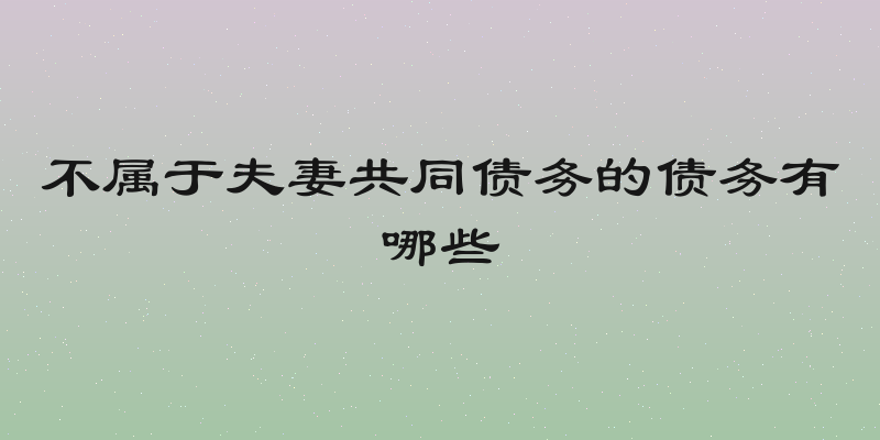 不属于夫妻共同债务的债务有哪些