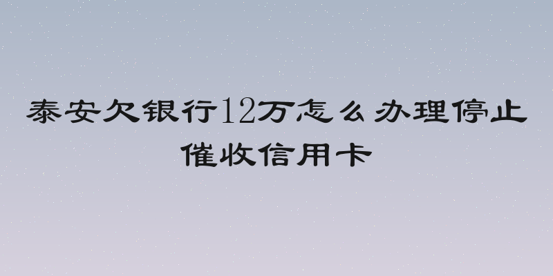 泰安欠银行12万怎么办理停止催收信用卡