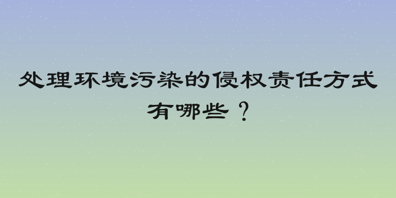 处理环境污染的侵权责任方式有哪些？