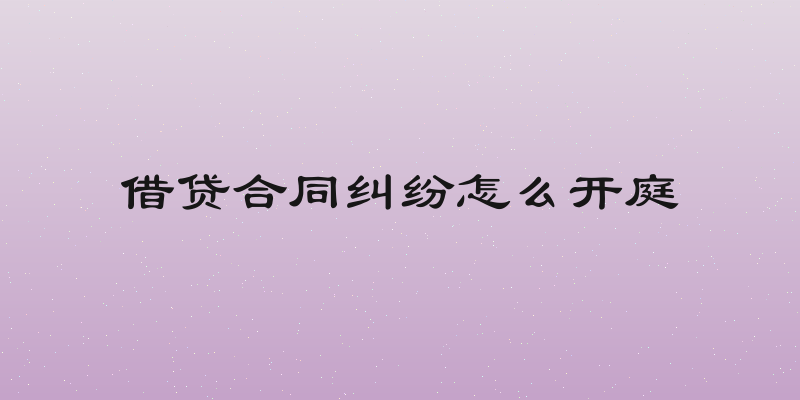 借贷合同纠纷怎么开庭